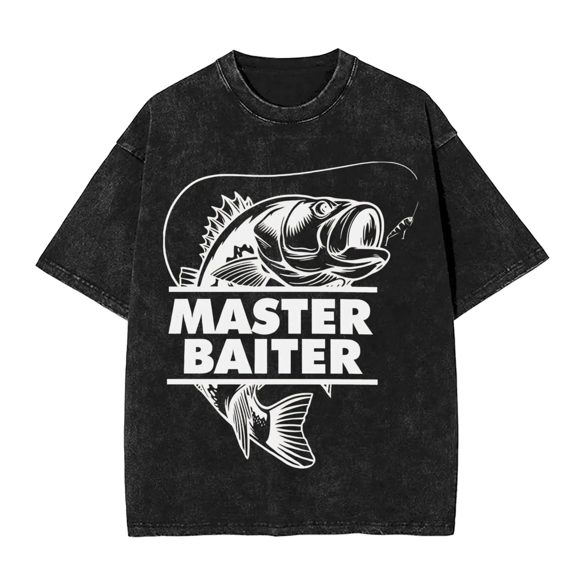 Summer Master Baiter Funny Fishing  Washed Shirts Outfit Harajuku T-Shirt  for Men Women Tee Shirt