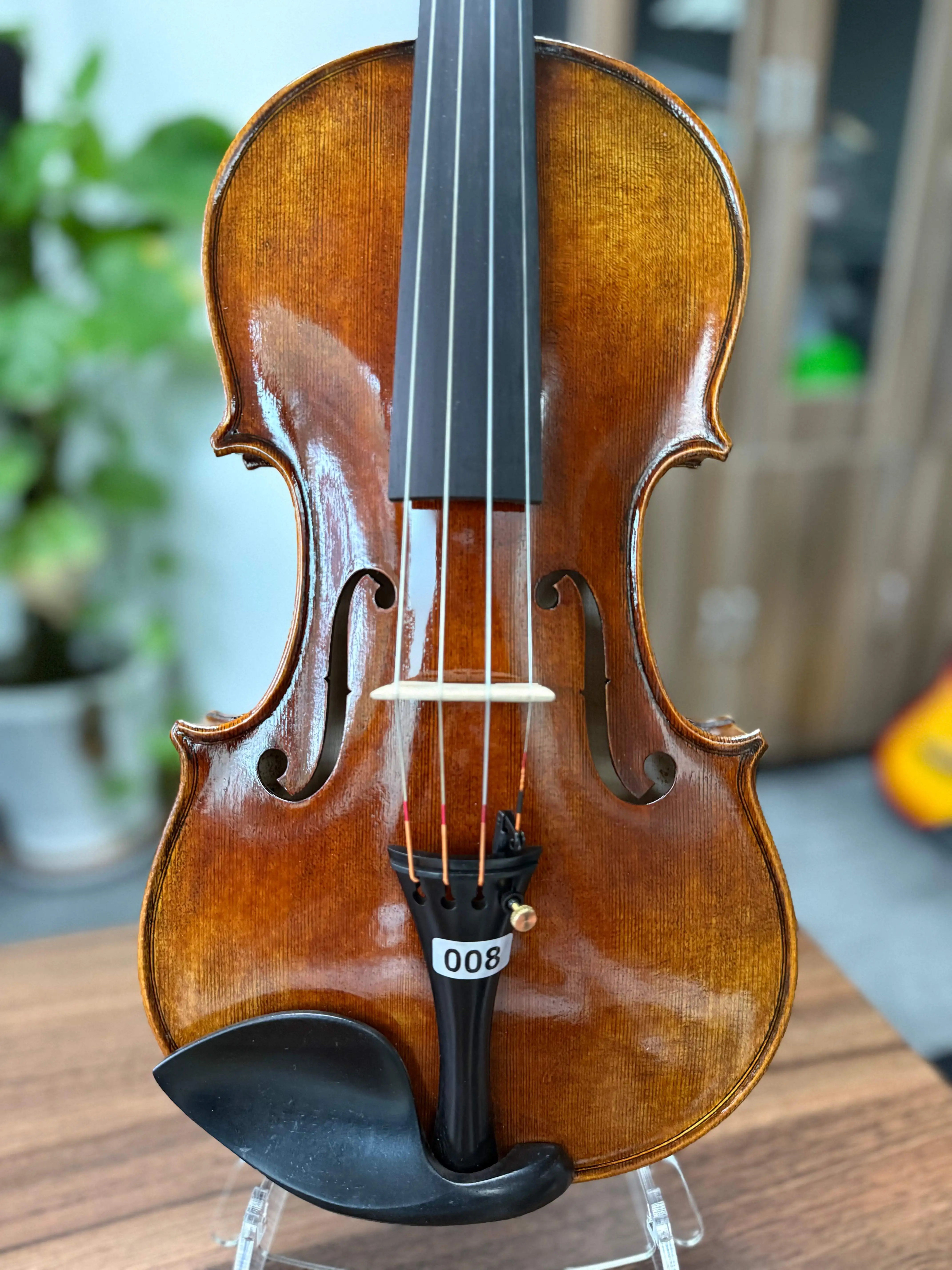 4/4 Spruce Maple Violin with Brazil Wood Bow Antique Oil Finish