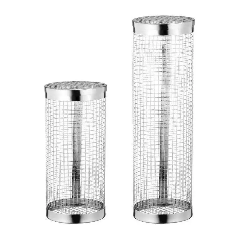 

Stainless steel barbecue cage cylinder outdoor mesh cage portable smoke