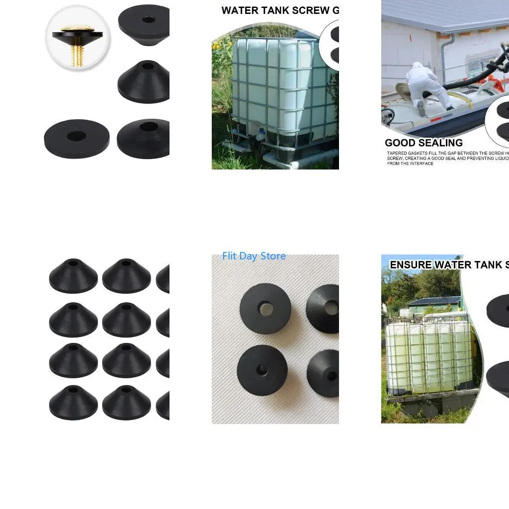 F92C 12Pcs Conical Rubber Washers Toilet Bolt Rubber Washer Prevent Leakage Bolt Kits
