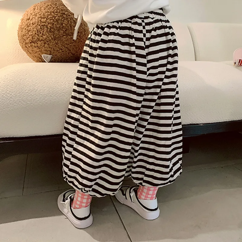 Girls Pants 2026 Spring Summer New Korean Version Striped Loose Casual Pants Fashionable Daily Stylish Versatile Wear