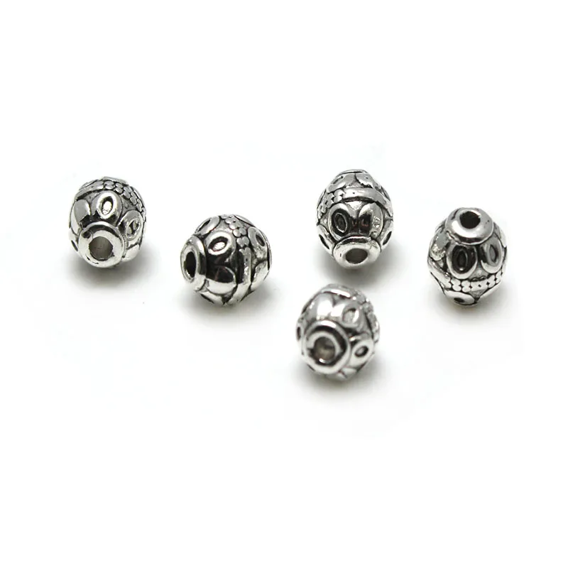 30Pcs Round Spacer Tibetan Silver Metal Beads for Jewelry Making DIY Accessories Spacer Beads Charms Pendant for Bracelet Making