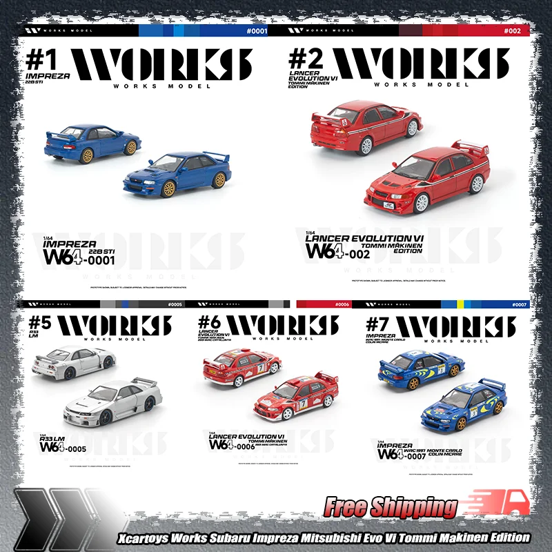 

Xcartoys Works 1:64 Subaru Impreza 22b Sti Rally Car Mitsubishi Evolution Evo Vi Tommi Makinen Edition Alloy Diecast Model Gifts