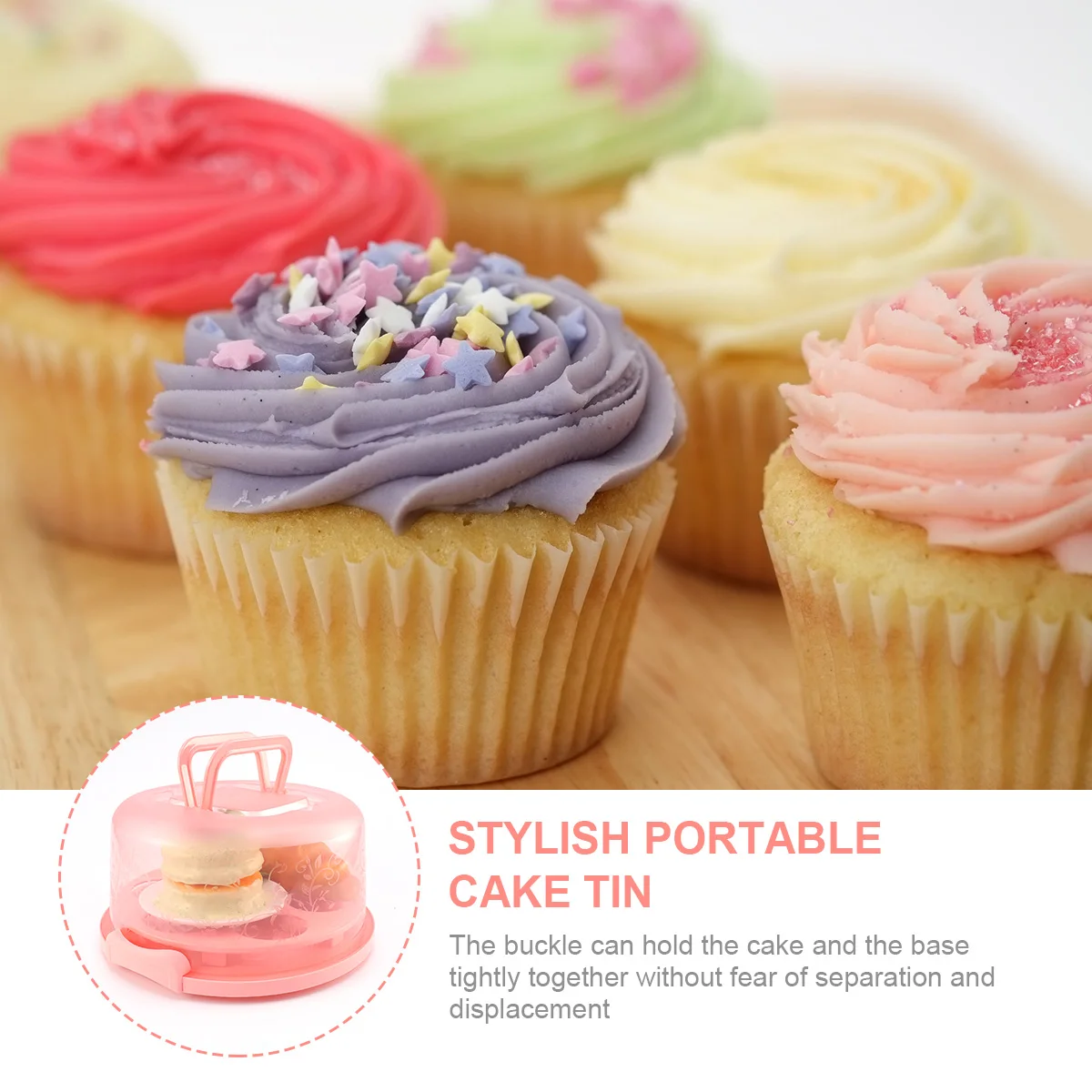 

1pc Portable Cake Box Pink Transparent Plastic Food Storage Container Sealing Buckle Bakery Home Use Cake Packaging Boxes Food