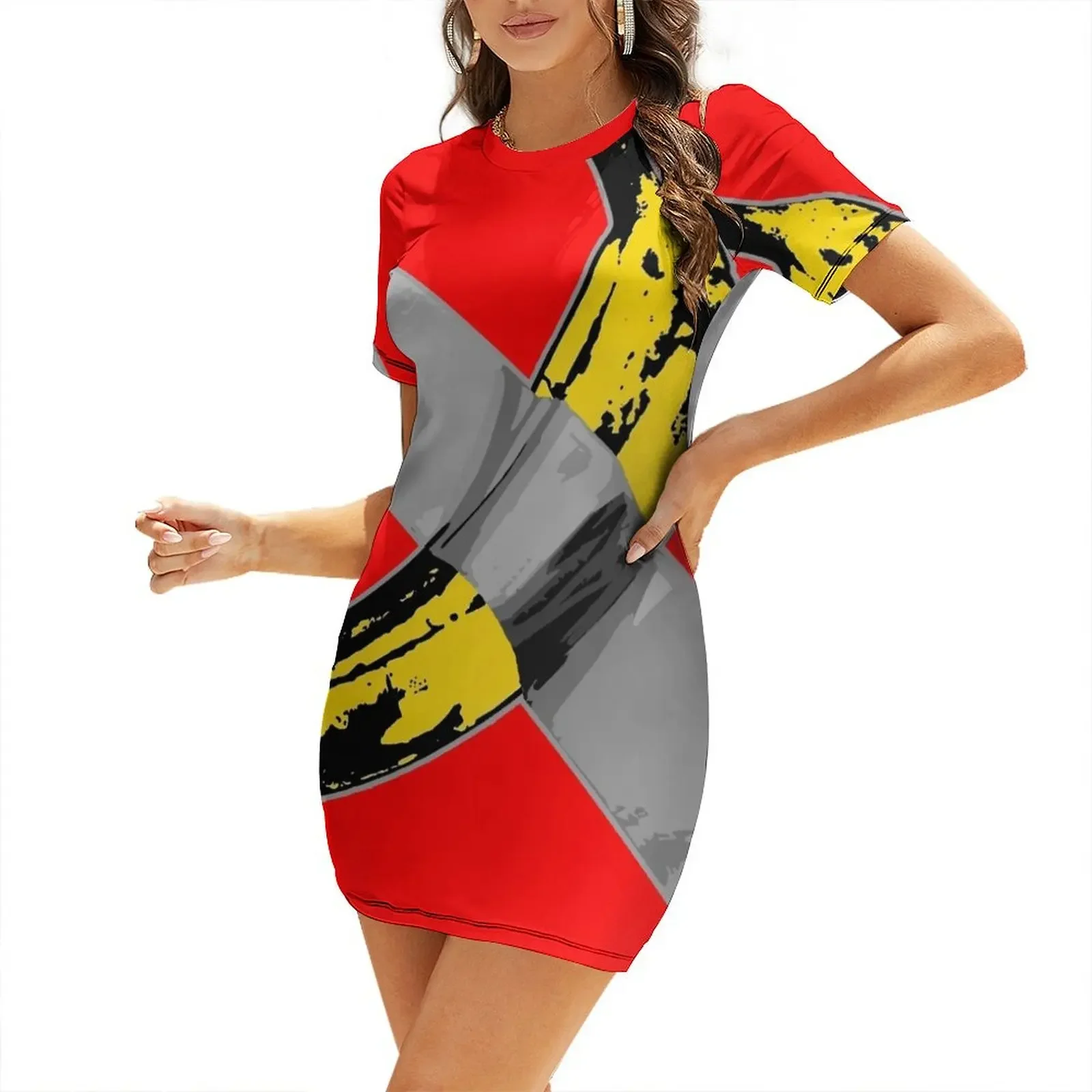 

Big Yellow Taped Banana Short-Sleeved Dress dress summer 2025 women fairy dress summer