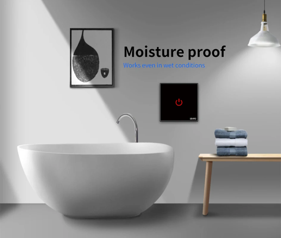 UBARO Eu Wand Touch Schalter Luxus Glas Panel Led-anzeige Power Licht Sensor Taste Live Draht Control Schalter 1/2/3 Gang – Detail 6