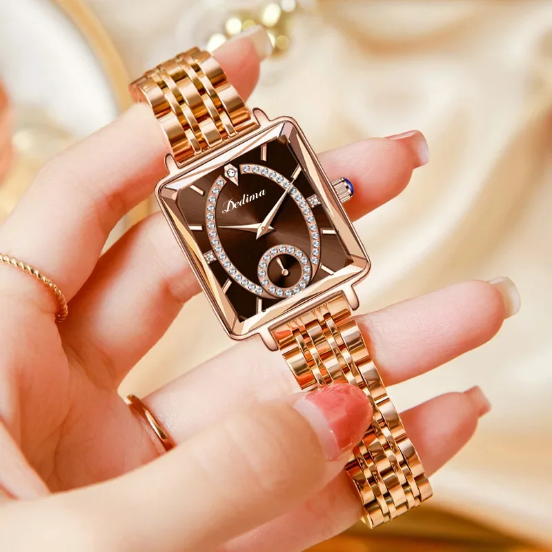 2024 New Women Watch Light Luxury Brand Stainless Steel Ladies Business Watches Female Student Fashion Quartz Wristwatches