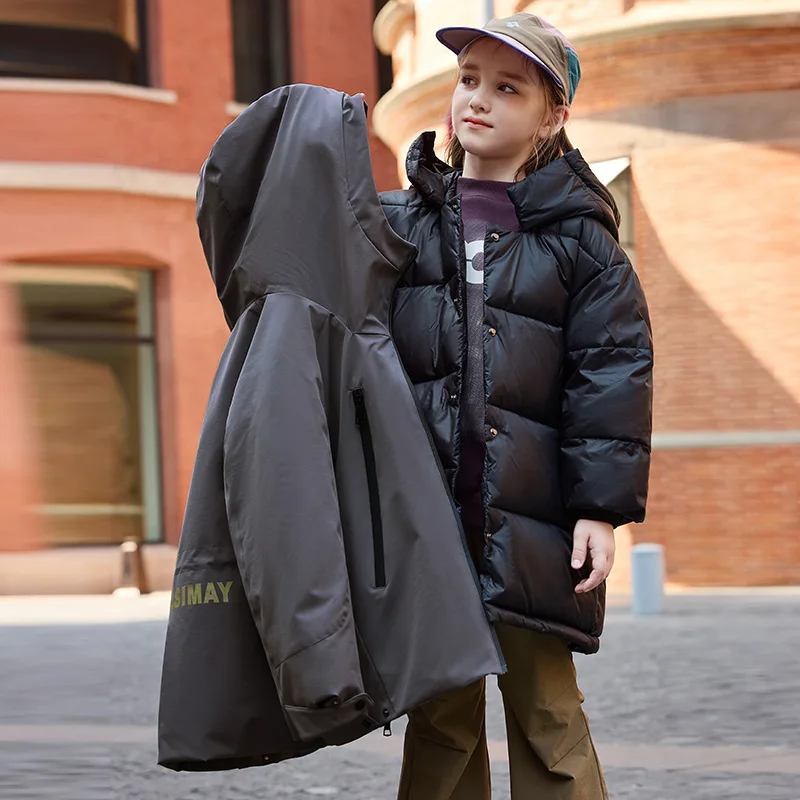 OLEKID -30 Degree Winter Children Girl Down Jacket Detachable Liner Thick Teenager Jacket Coat 5-12 Years Kids Parka Outerwear