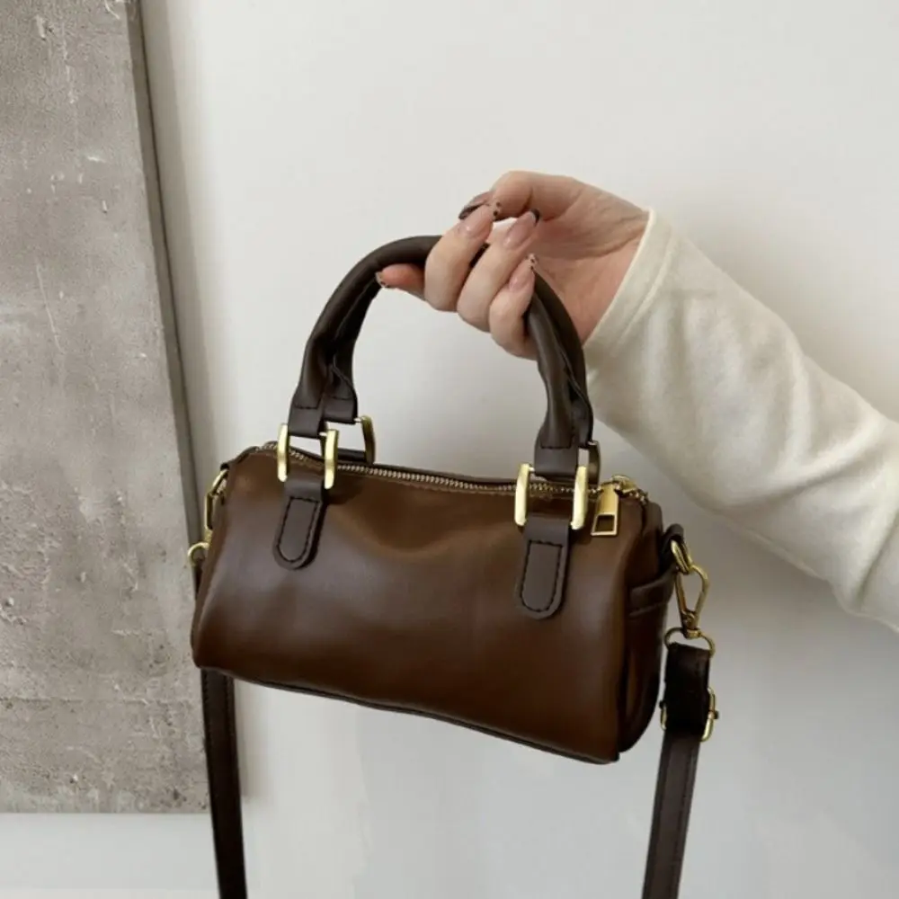 

Fashion French Style Bowling Bag Large Capacity Elegant Boston Shoulder Bag Casual Cute Women Handbags School