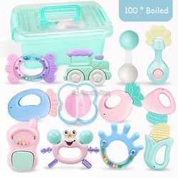 Mobile Soft Bell Teethers Set para bebê recém-nascido, mão balançando berço, chocalho mordedores, brinquedos educativos presentes para crianças, 6-14pcs, 0-12 meses