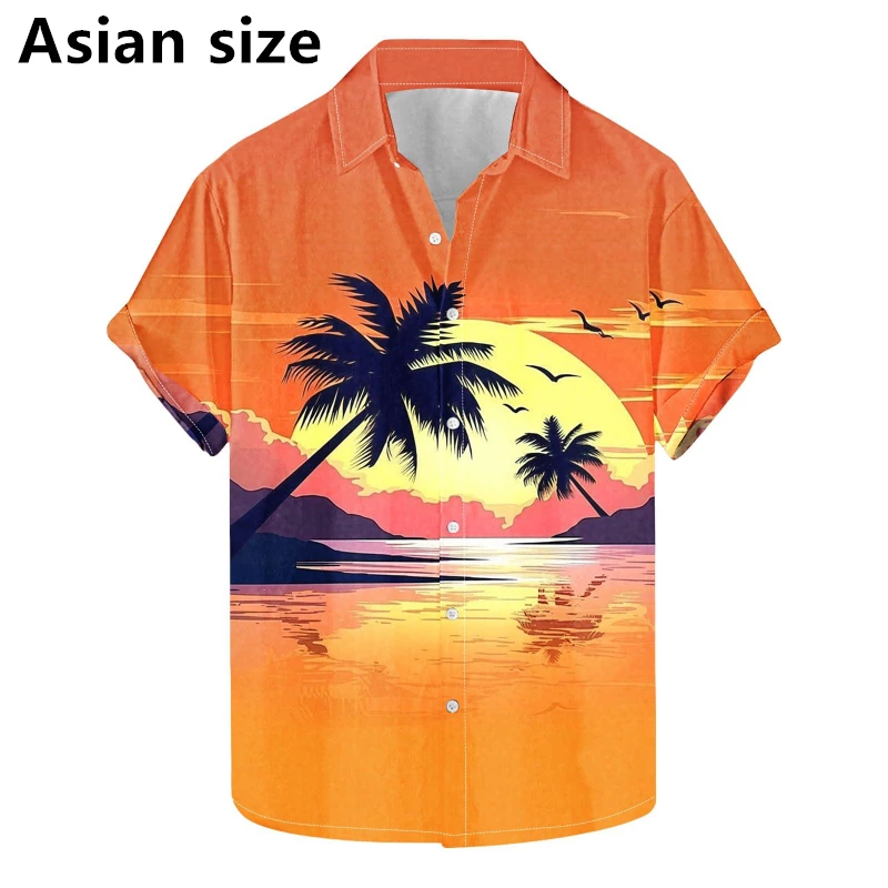 Camisas masculinas impressão 3d coqueiro havaiano camisa de manga curta verão casual social praia férias harajuku blusa feminina topos