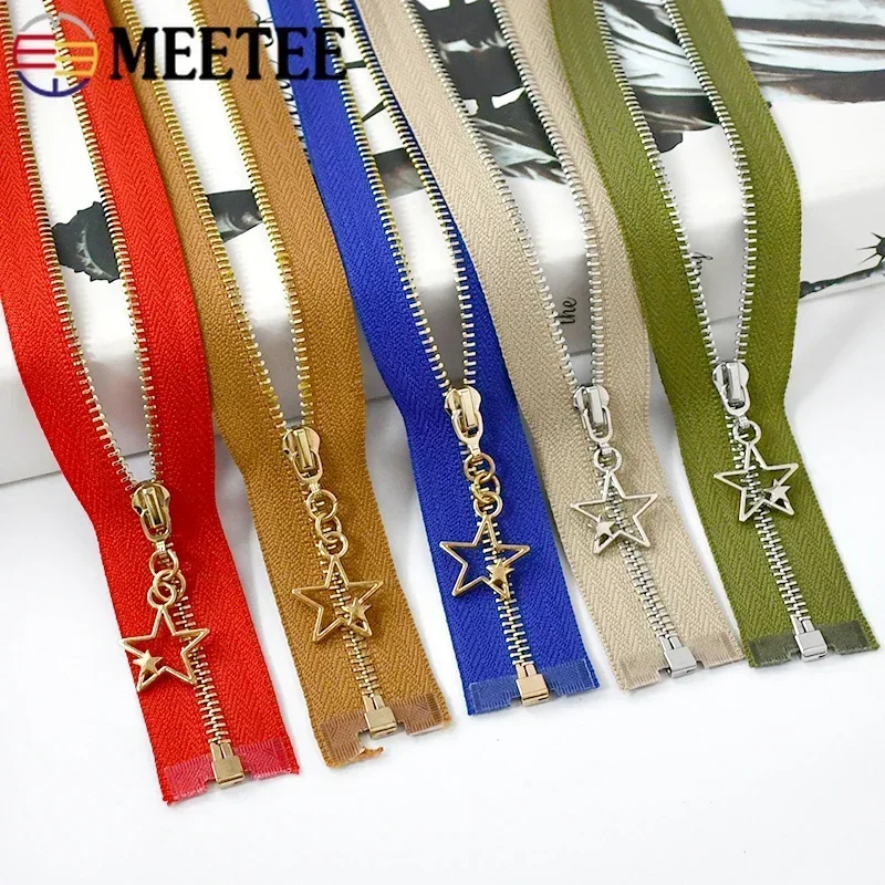 Meetee 3Pcs 3# 15-70cm Zipper Closure Metal Zippers for Clothes Bag Sewing Zips Easy Repairs Zip Repair Kit Decor DIY Accessory