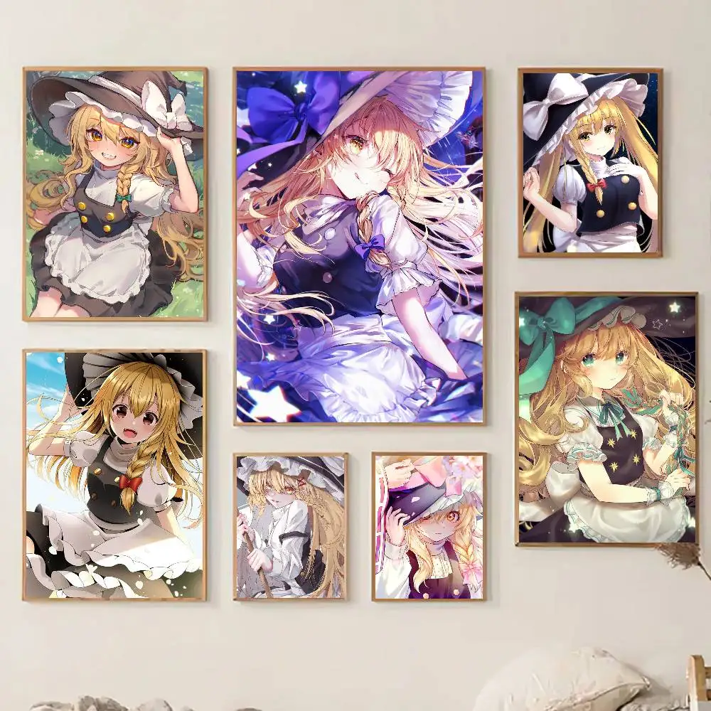 Anime Touhou Project Marisa Kirisame Poster Self-adhesive Art Room Entrance Restaurant Wall Decor Art Painting