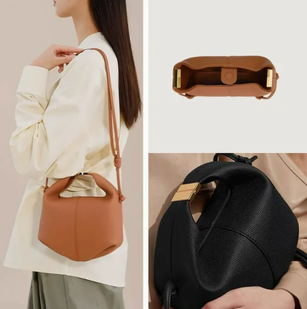 2025 Bento bag, niche cowhide, new single shoulder crossbody commuting handbag, dumpling bag for women