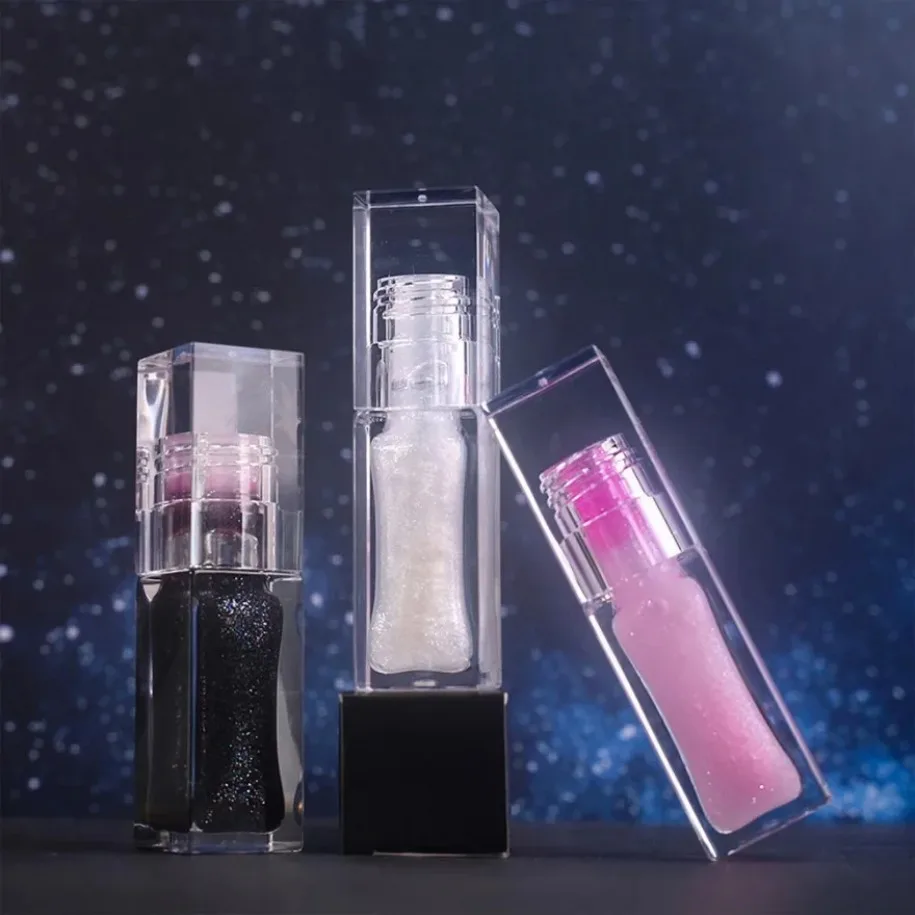 Private Label Custom Logo Vegan Makeup Color Changing Lip Oil Transparent Square Tube Glossy Lip Gloss Wholesale Lipgloss