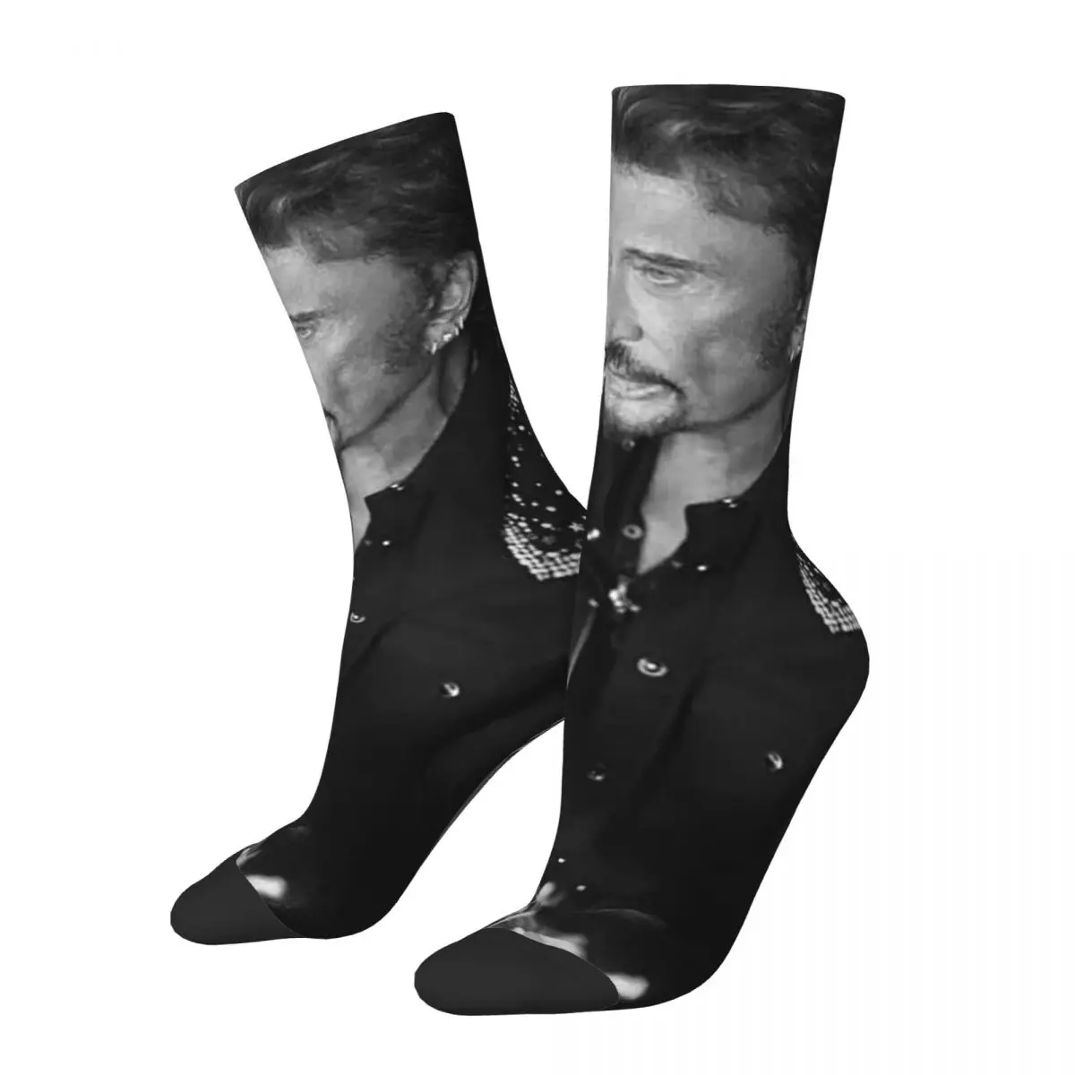 Johnny Hallyday Socks Men Women Polyester Fashion Rock Socks Novelty Spring Summer Autumn Winter Middle Tube Socks Gifts