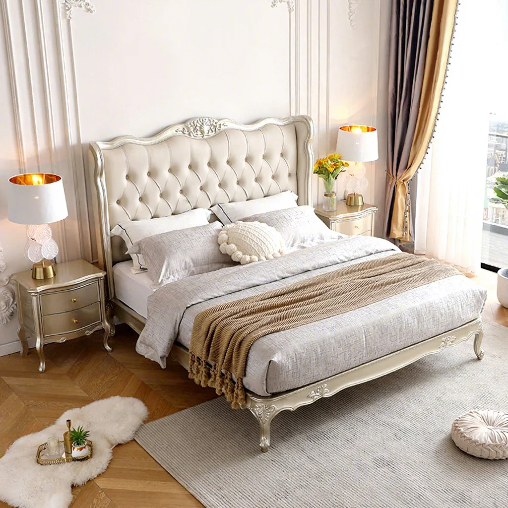 # Rustic American Style Solid Wood Double King Size Bed 1.8 Meters Durable Eco-Friendly Hotel Apartment Bedroom
