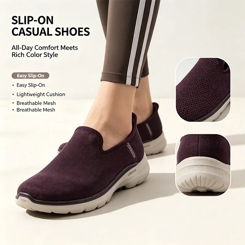 Authentic Skechers ESC Exclusive Version GO WALK 6 SlipIns HandsFree Technology Non-Slip Easy Wear Walking Casual Sneakers 896