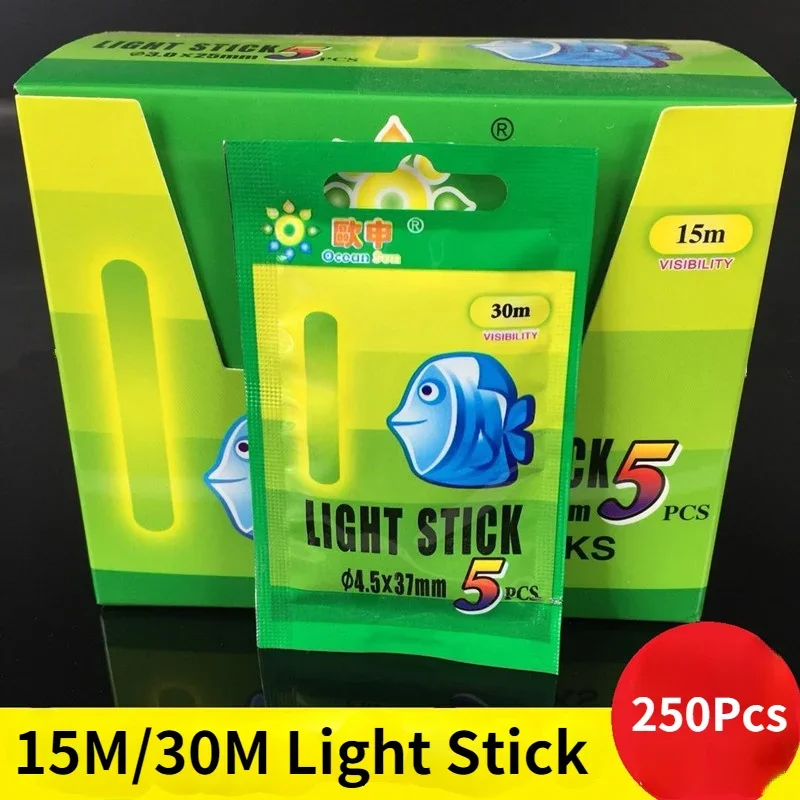 250pcs/50bags 4.5*37mm/3.0*25mm Chemical Fishing Light Sticks Glow Sticks Fluorescent Fishing Light Sticks Fish Bait Alarm Tools