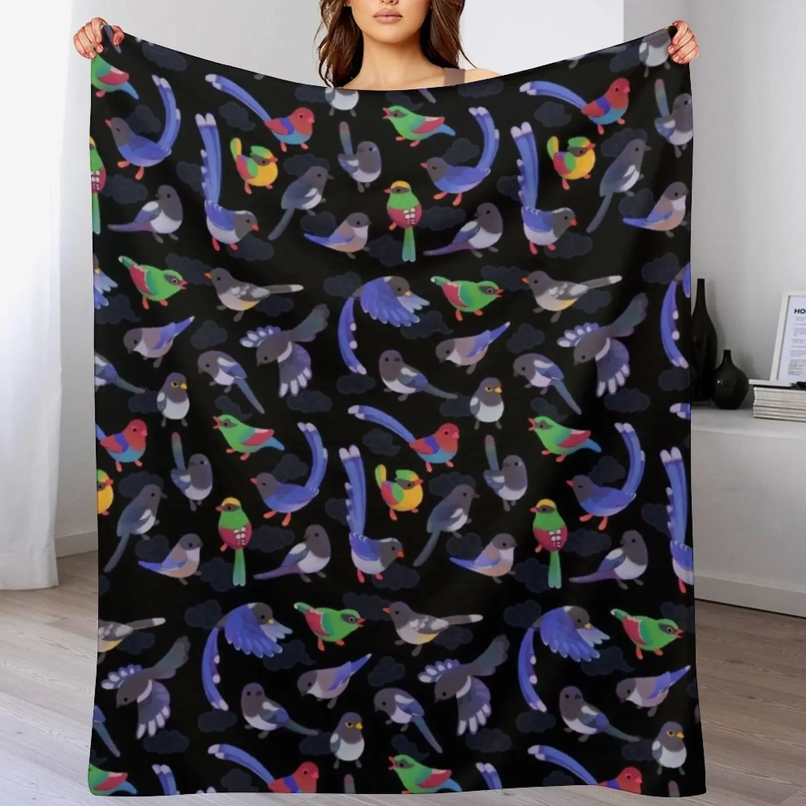 

Magpie - dark / name Throw Blanket Soft Cozy Blanket for Pet Kids Adults