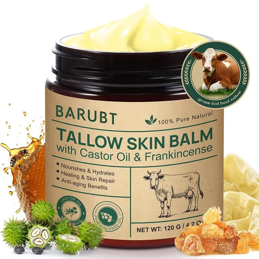 Natural Tallow Face Moisturizer Beeswax Grass-Fed Whipped Tallow Honey Cream Moisturizing Nourish Fast Absorbing Body Skin Care