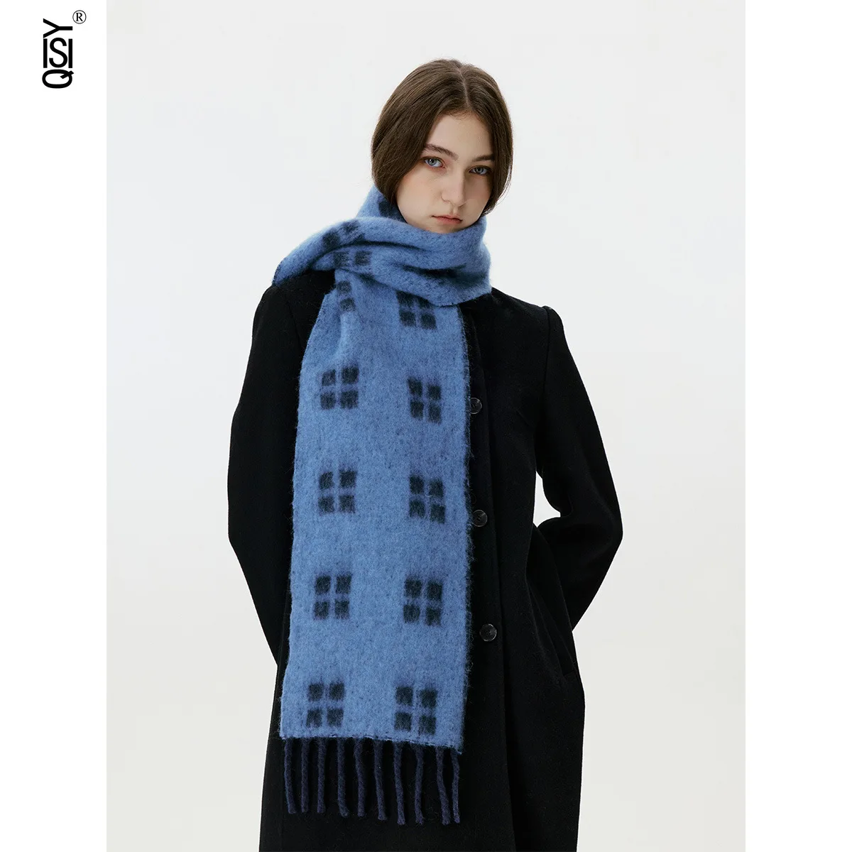 

New Versatile Checked Wool Tassel Scarf for Men and Women, Windproof Shawl and Warm Scarf for Autumn and Winter