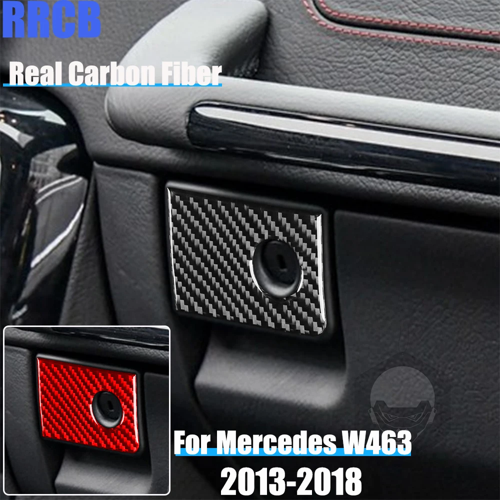 

Real Carbon Fiber Car Accessories Glove Storage Soft Cover Sticker For Mercedes Benz G Class W463 G500 G63 G65 G350d 2013-2018