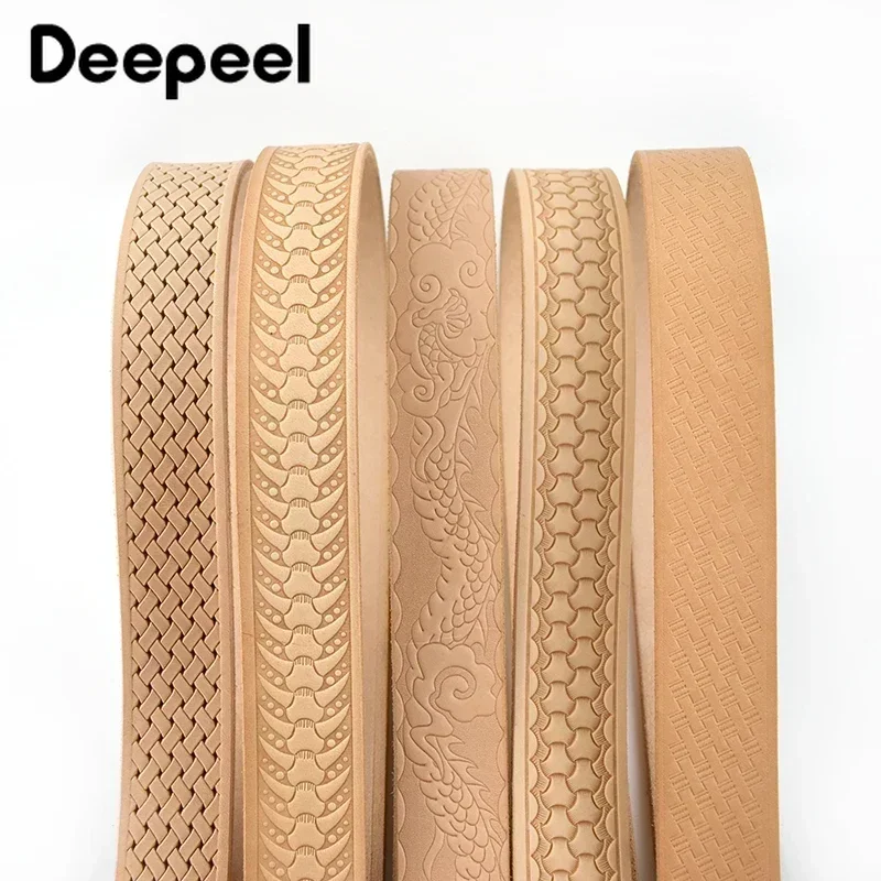 1Pc Deepeel 3.8cm*110/120cm First Layer Cowhide Embossed Belt with Pin Buckle Band DIY Handmade Crafts Leather Belts Accessories