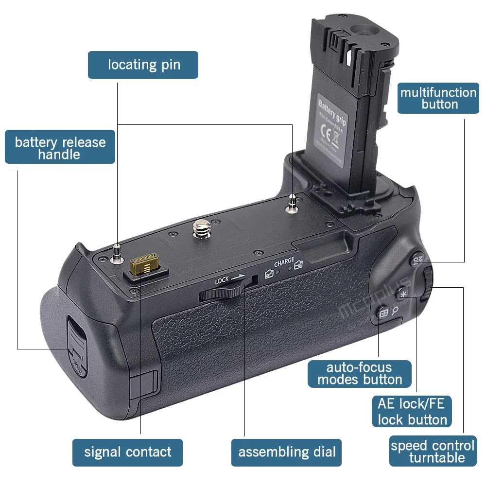 Mcoplus BG- EOSR Vertical Battery Grip as BG-E22 for Canon EOS R EOSR Camera /Works with LP-E6N, LP-E6NH Battery