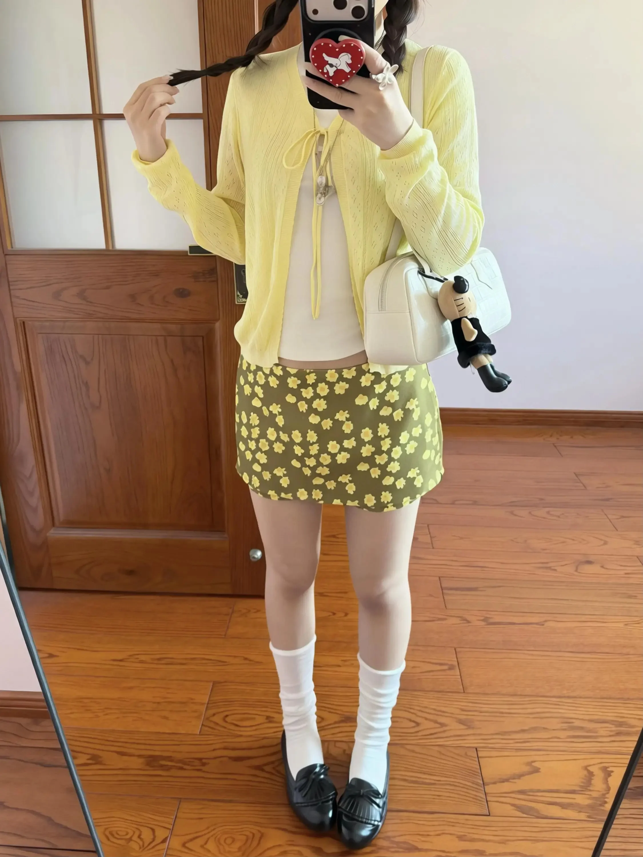 Casual Floral Print  Skirt Women's Spring Summer New Design Straight Cut A-Line Short Skirt Pants Green Color Half Body S...