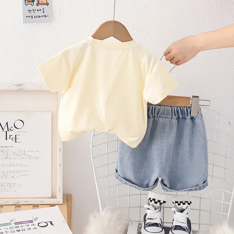 Kids Baby Boy 2 Piece Set 2024 Summer Fashion Casual O-neck Printed Short Sleeve T-shirts and Shorts Infant Boys Clothes Outfits