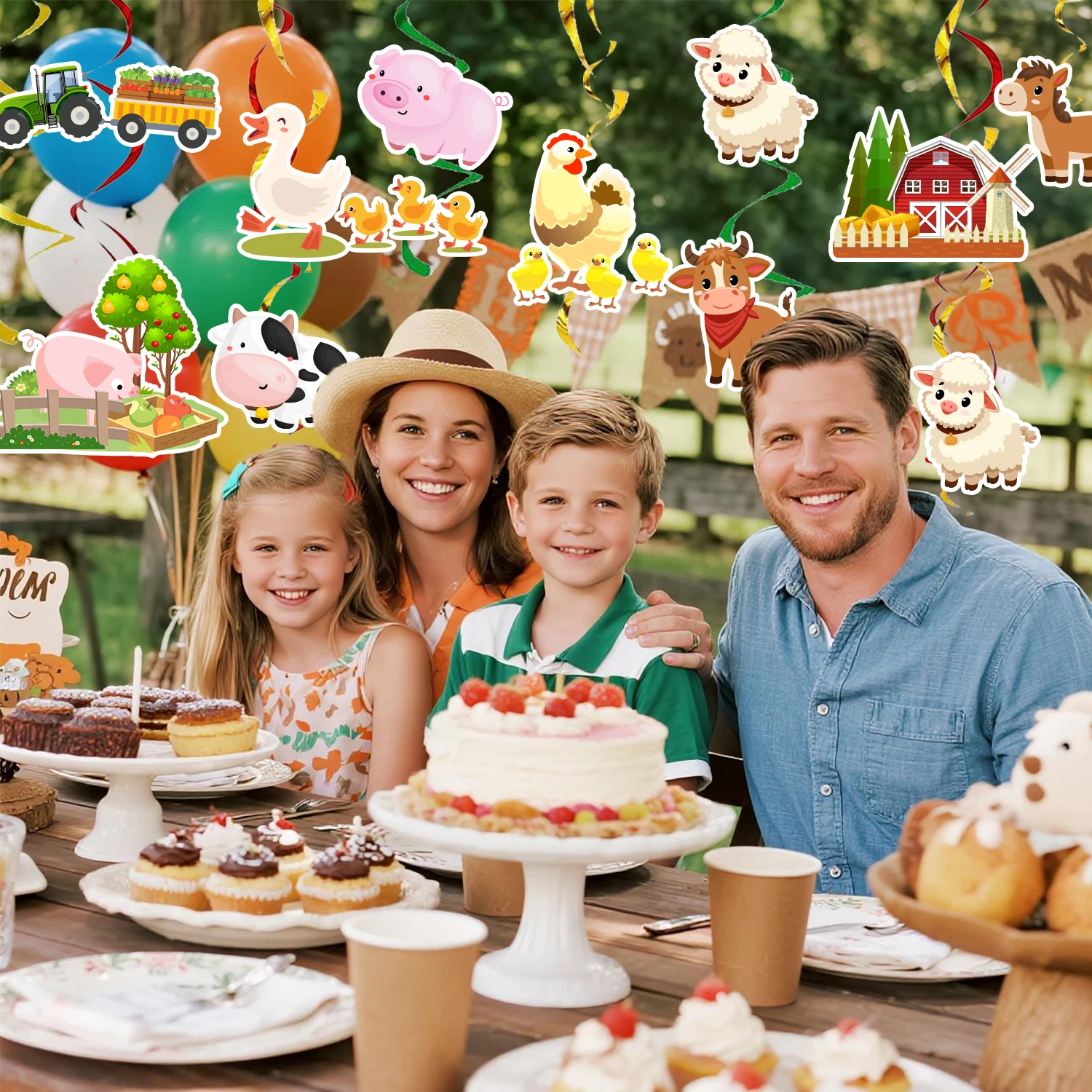 29Pcs Farm Party Hanging Swirls Farm Animals Spiral Decoration Farm Party Hanging Decorations for Farm Birthday Party Decoration