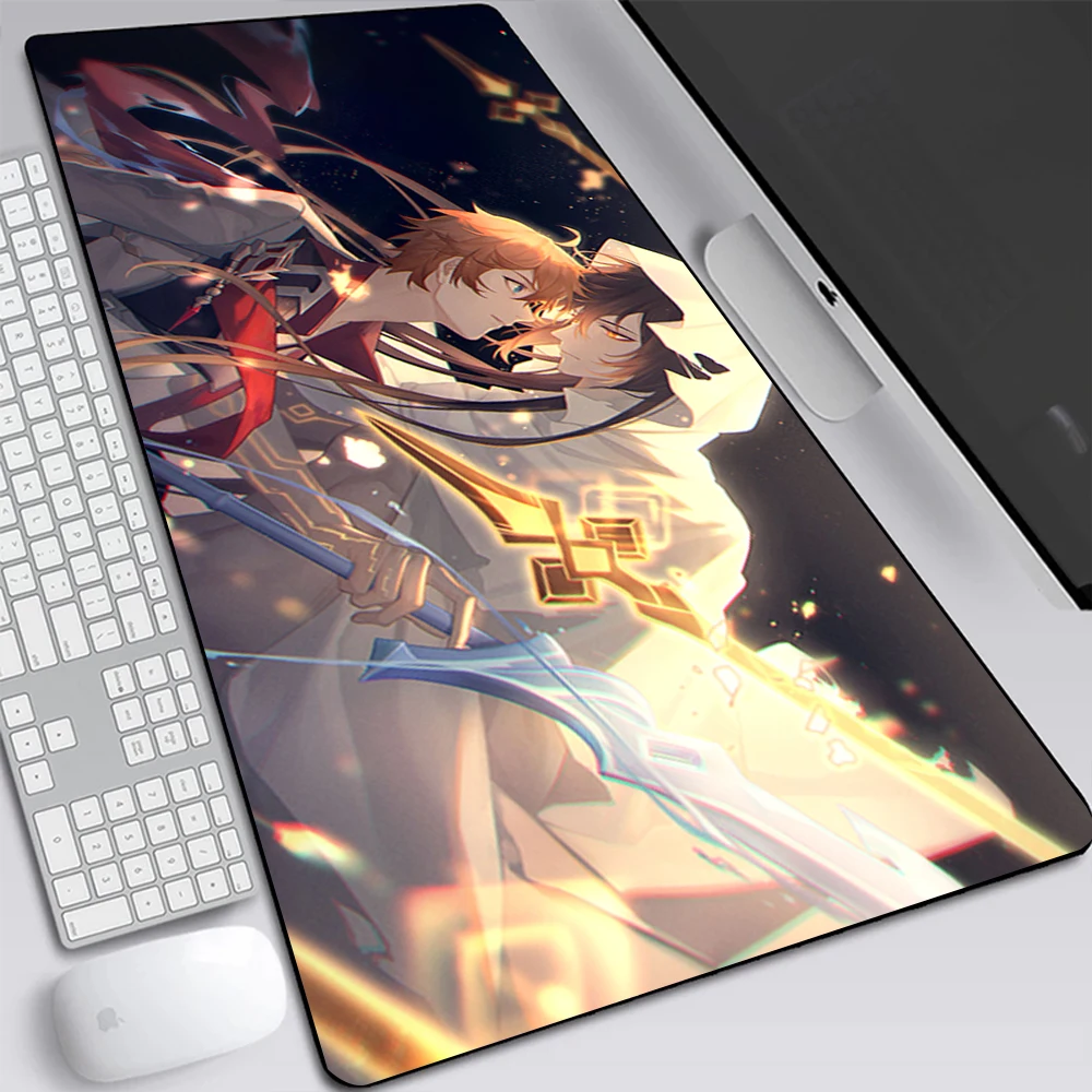 Genshin Impact Tartaglia Zhongli Large Gaming Mouse Pad Computer Mousepad XXL Mausepad Keyboard Pad Desk Mat PC Gamer Mouse Mat