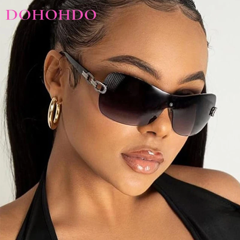 

Y2K Trendy Borderless Sunglasses Women's One Body Type Fashion Oval Sun Glasses Summer Trend Lady Eyewear UV400 Oculos De Sol