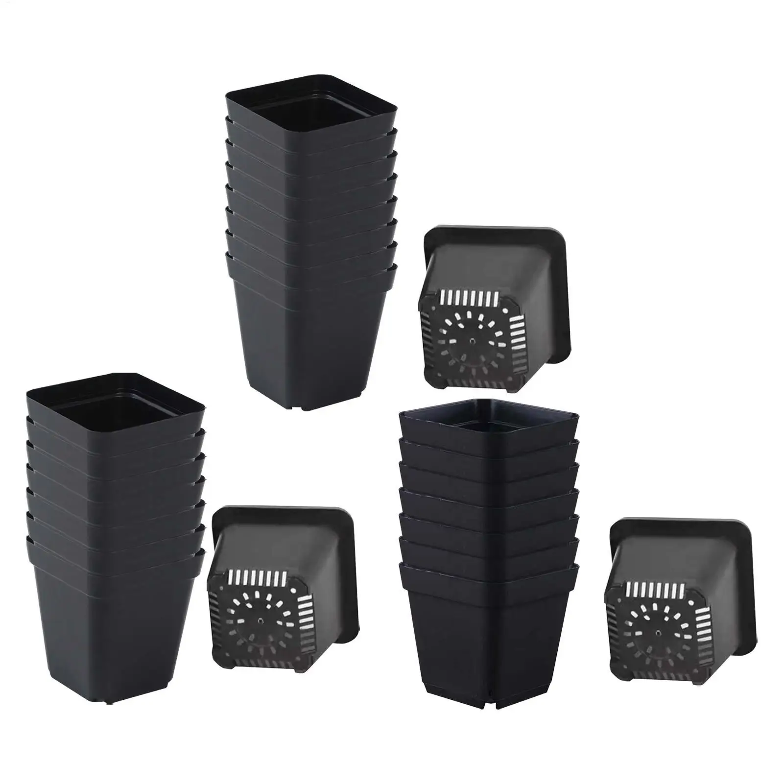 50Pcs Starter Plant Pots Drainage Holes Seedling Pots Gardening Kit Black for Fruits Herbs Vegetables Seedlings