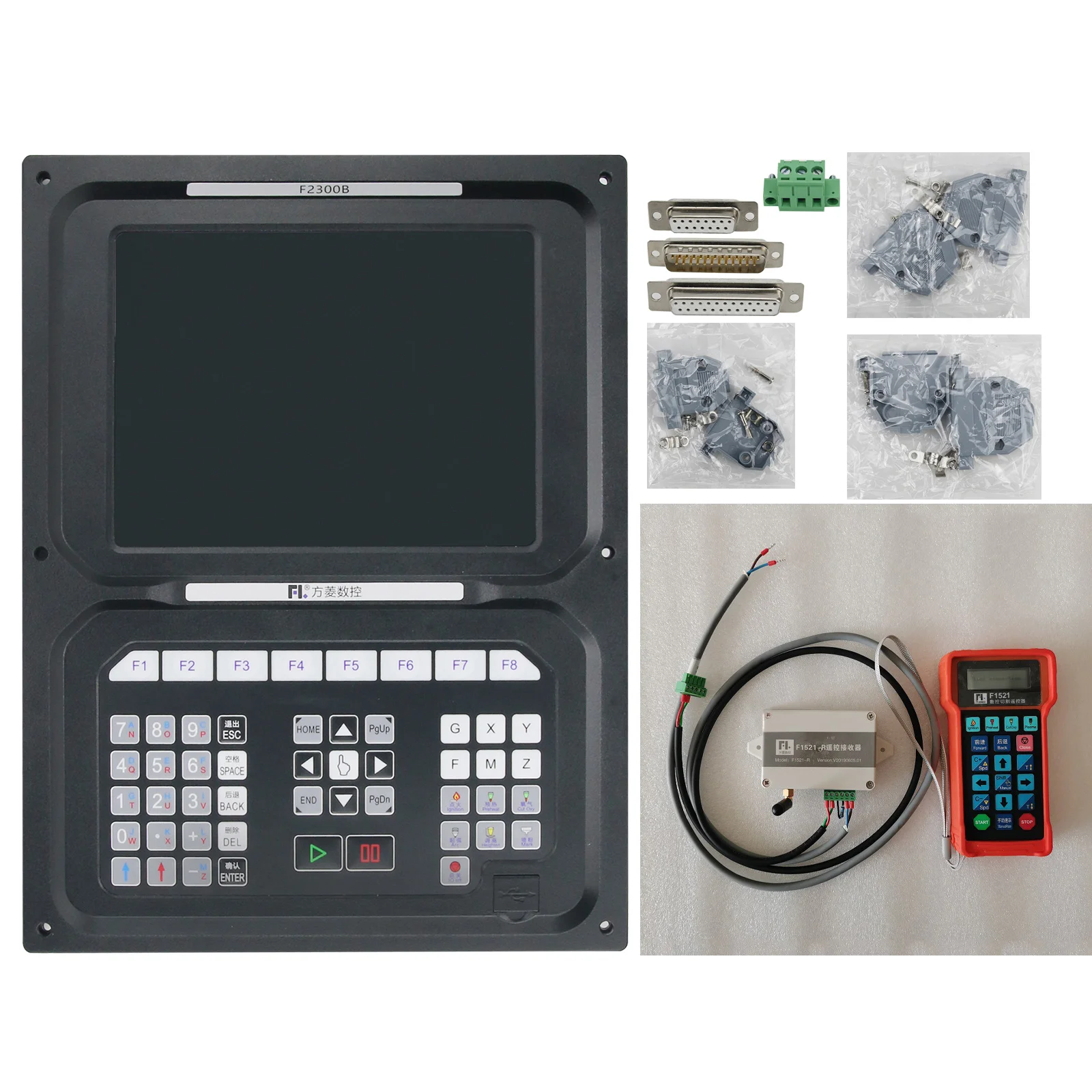 F2300B 2-Axis CNC Motion Controller with 1521 Remote Control &Connection Cable for Gantry Flame Plasma Cutting Machines