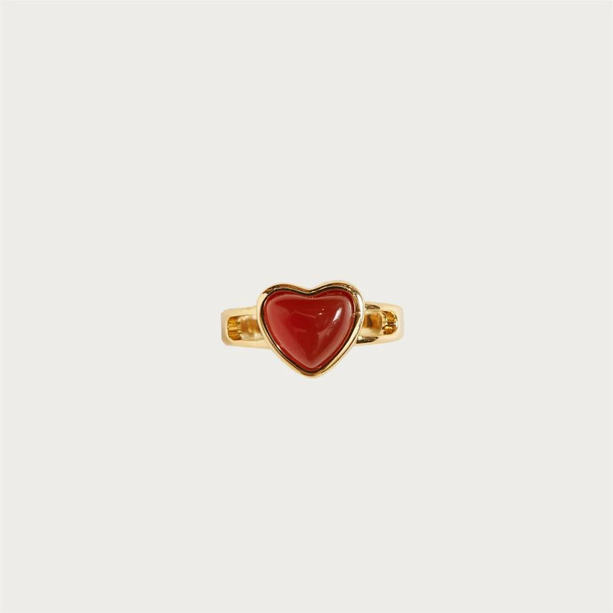 Red Heart Opening Ring Love Stainless Steel Plated With 18K Gold Ring for Women Valentine\'s Day Fine Jewelry Gift