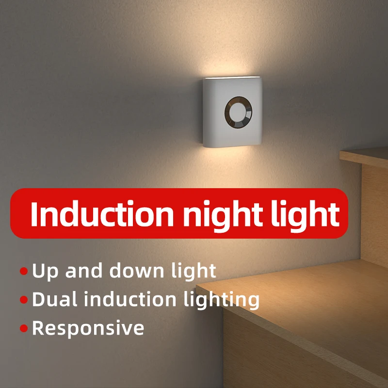 Motion Sensor Light LED Type C Rechargeable Wireless Night Light For Bedroom Staircase Hallway Indoor Lighting Closet Light