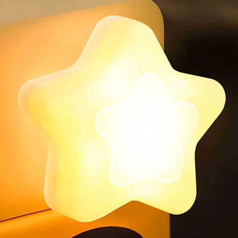 Nursery Night Lights Star Shaped LED Bedside Night Light USB Charging Cute Star Lamp 2 Colors Light Up Decor for Bathroom