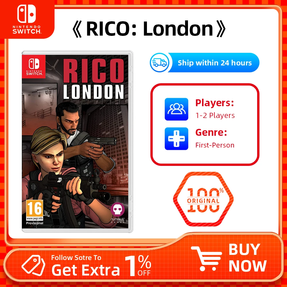 Nintendo Switch - RICO LONDON - Games Cartridge Physical Card Support TV Tabletop Handheld Mode