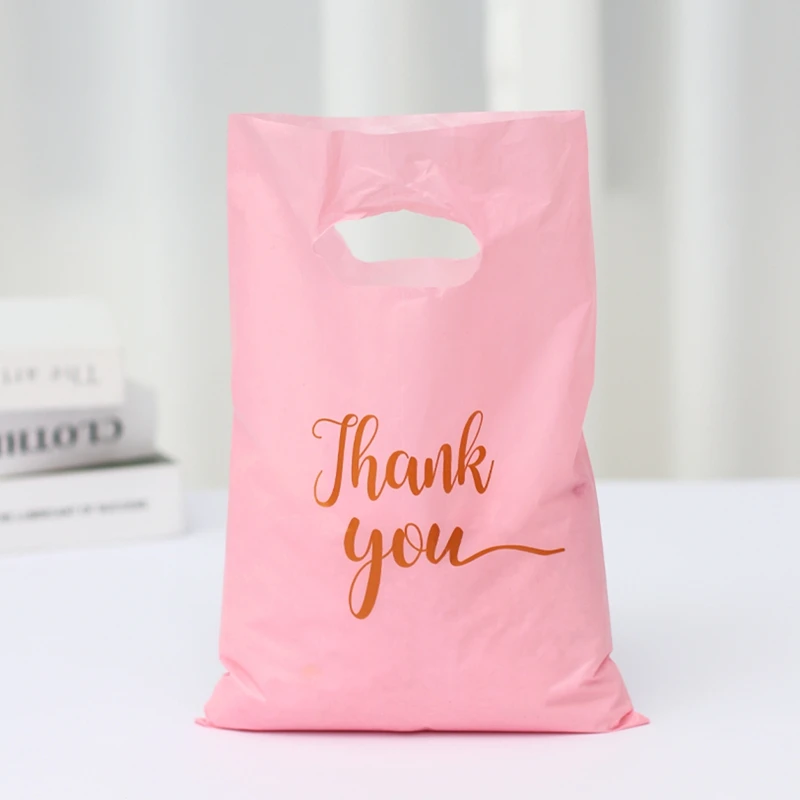 100pcs Thank You Gift Bag Plastic Shopping Bag Tote Bag 20*30cm Gift Bags Birthday Wedding Party Favors Candy Cookie Wrapping