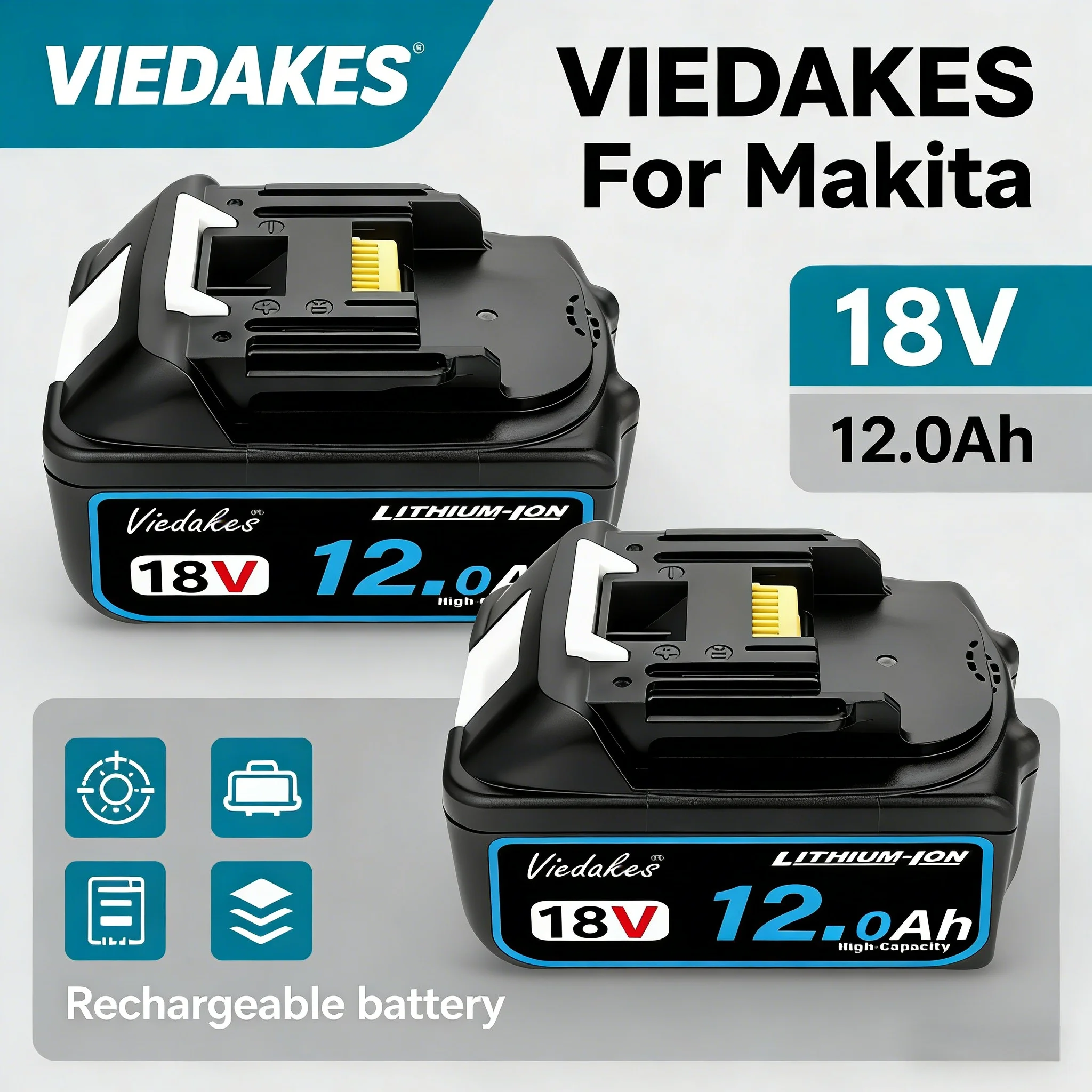 

New 18V 8000mAh/10000mAh/12000mAh rechargeable battery suitable for Makita 18v DDF487 DTW700 DGA404 DTD172 power tools battery