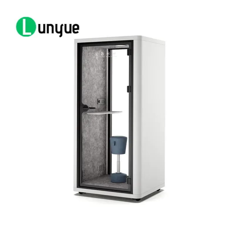 Mobile Soundproof Single Office Cabin with Wheels Indoor Portable Small Telephone Booth for Quiet Work Space Easy Assembly