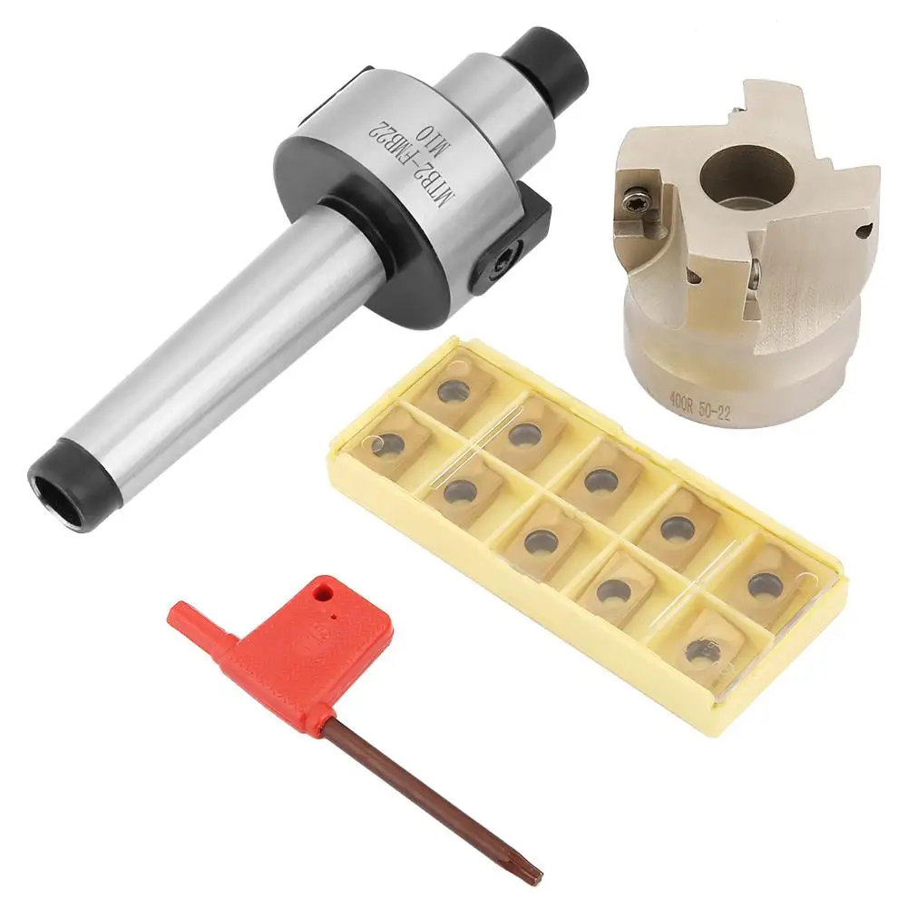 

CNC Face Mill Holder with 400R50 End Milling Cutter and 10pcs APMT1604 Carbide Inserts for Machining