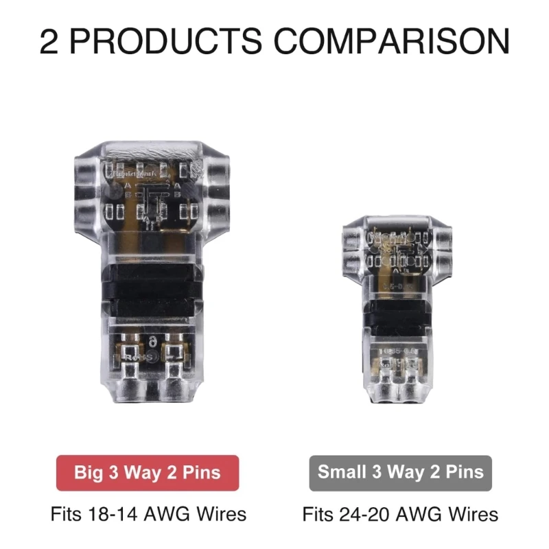 20Pcs 3 Way 2 Pin Wire Connectors Solderless Wire Splices Connectors Enduring Dropship