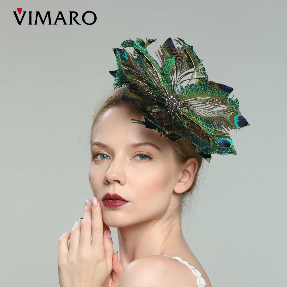 VIMARO Peacock Fascinator Hat Peacock Fascinators dla kobiet spotkanie przy herbacie Kentucky Derby kapelusze dla kobiet (na klipie)