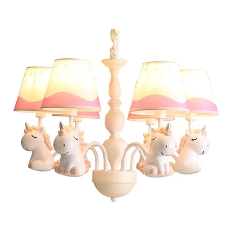 Cartoon Pegasus chandelier boys girls bedroom children's room light Nordic Mediterranean Garden and lovely Hanging Lamps Fixture