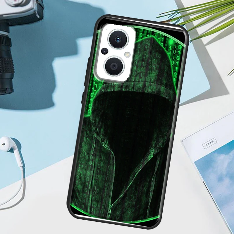 Hacker Binary Matrix Rain Case For OPPO Find X9 Ultra X5 X6 X8 Pro Cover For OPPO Reno 15 F 12 11 13 10 14 Pro 7 8 Lite