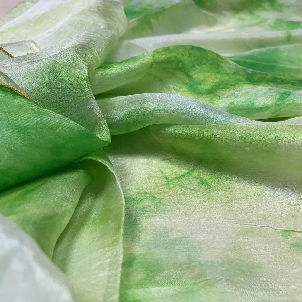 Belly Dance Green Veil Dyed 100% Pure Natural Silk Veils for Women Belly Dancing Professional Silk Veils Stage Performance Veils