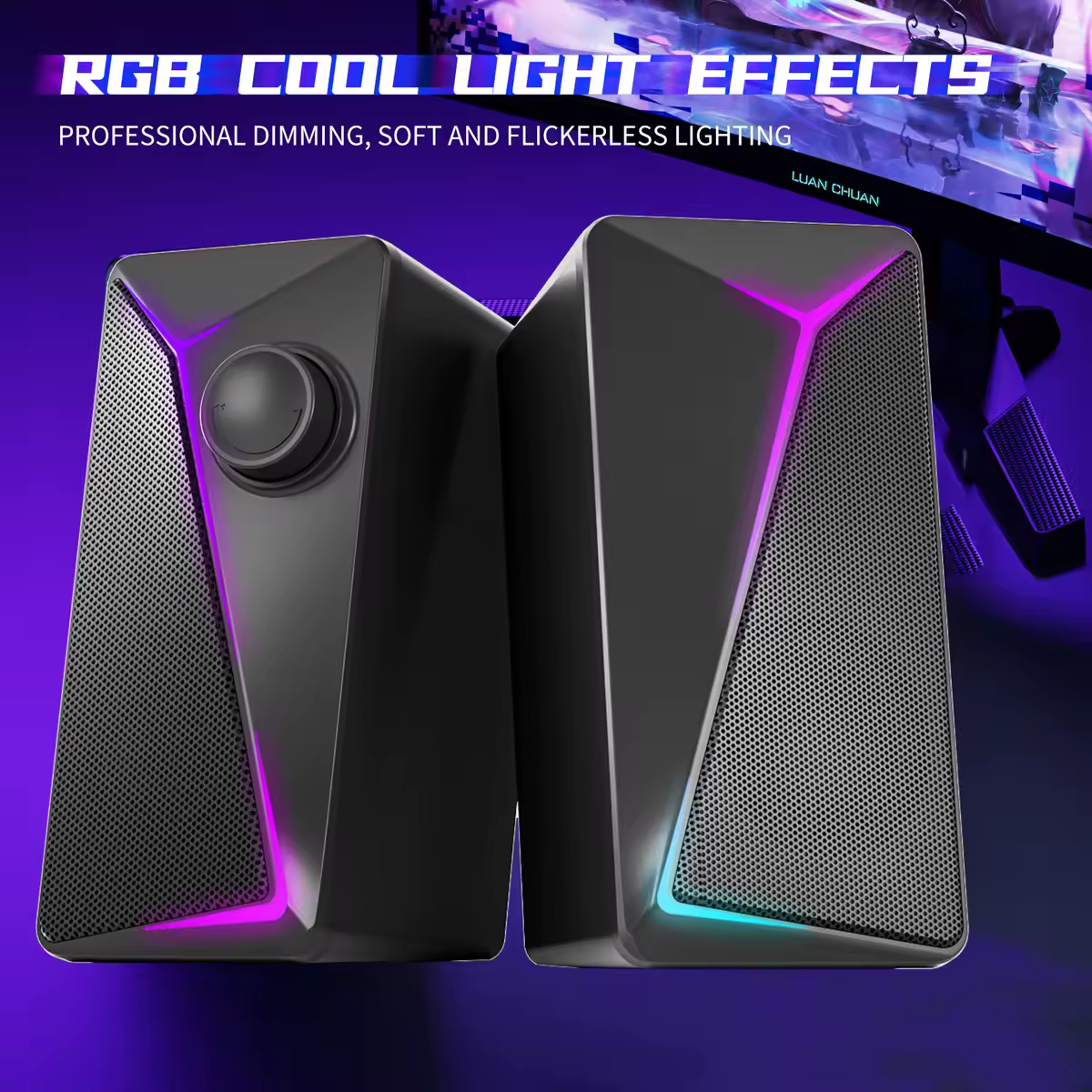 НОВИЙ ПК Комп’ютер Дротовий динамік USB із залізною сіткою RGB Лазерний сабвуфер Стерео Портативний ігровий ноутбук Гучний динамік